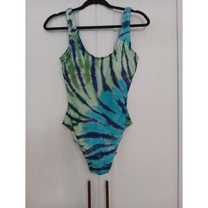 Tommy Hilfiger‎ One Piece Swimsuit Womens 90's Tie Dyed Shelf Bra . Size Small
